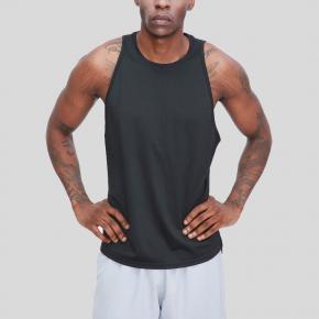 Mens Fitness High Elastic Quick-dry Running Solid Color Tank Top 